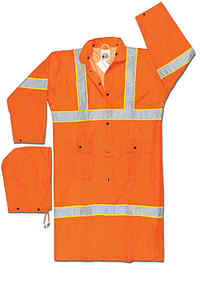 ANSI Class 3 Rated .35mm PVC/Polyester 49" Reflective Rain Coat