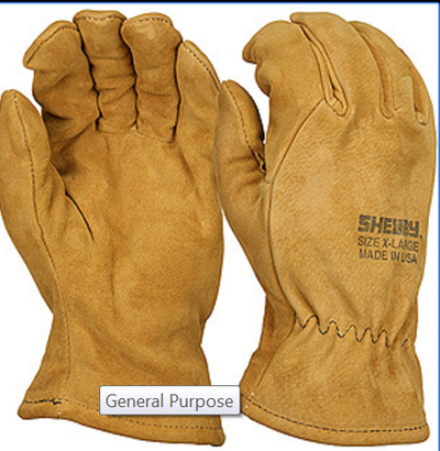 Shelby Brushed Pigskin with Gauntlet. Fed, Cal-OSHA. 1 PAIR. 
