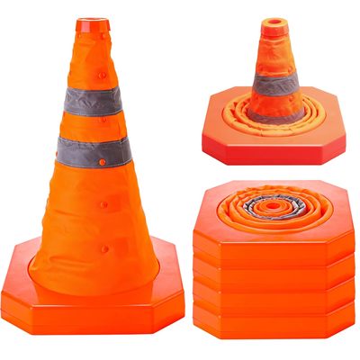 Collapsible Traffic Cone Solid Orange with Reflective Material - 18" 1