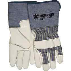 Mustang Gloves, Premium Grain Cowhide, 4 1/2" Rubberized Cuff