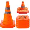 Collapsible Traffic Cone Solid Orange with Reflective Material - 18